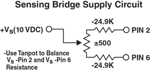 Typical Sensing bridge bias circuitry Typical Sensing bridge bias circuitry